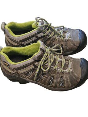 Keen Voyageur Green Taupe Leather Hiking Walking Shoes Womens 7.5 Sneakers